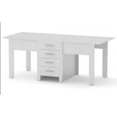 Кухонный стол-книжка-3 Компанит раскладной 500-1900х800х750 мм лдсп белый-альба Киев