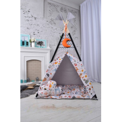 Вигвам Звери и Стрелы комплект детская палатка домик серая - оранжевая 110х110х180см Полтава