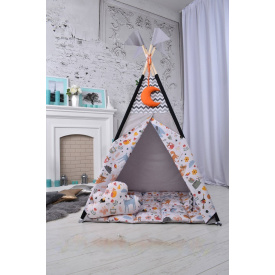 Вигвам Звери и Стрелы комплект детская палатка домик серая - оранжевая 110х110х180см