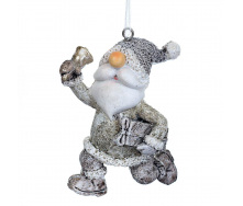 Новорічна підвіска Elisey Дід Мороз з подарунком 7 см Сріблястий (2007-014)
