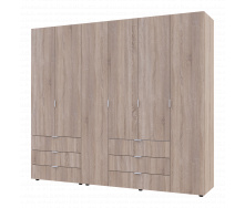 Распашной шкаф для одежды Гелар комплект Doros цвет Сонома 2+4 двери ДСП 232,5х49,5х203,4 (42002118)