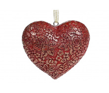Елочное украшение BonaDi Кружевное Сердце 8 см Бордовый (218-843)