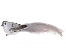 Декоративная птица на клипсе BonaDi 4 шт 21 см Серебристый (499-031)