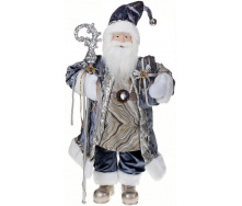 Новорічна фігурка Санта з палицею 60см (м'яка іграшка), сіро-блакитний Bona DP73684