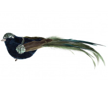 Декоративная птица на клипсе BonaDi 19 см Зеленый с серебристым (499-079)
