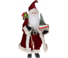 Новорічна фігурка Санта з ялинкою 46см (м'яка іграшка), з LED підсвічуванням, бордо Bona DP73703