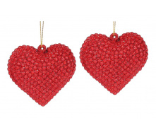 Набор елочных украшений BonaDi Сердце 2 шт 6 см Красный (113-553)