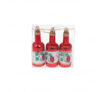 Набір ялинкових прикрас BonaDi Пляшки 3 шт 10 см Червоний (195-D32)