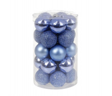 Набір пластикових новорічних куль Flora 25 шт D-3 см Синій (11648)