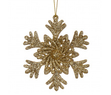 Підвіска новорічна Elisey Сніжинка оригінальна 10 см Золотистий (007NZ)