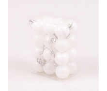 Набор пластиковых новогодних шаров Flora 24 шт D-4 см Белый (44409)