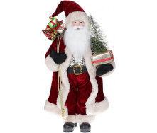 Новорічна фігурка Санта з ялинкою 60см (м'яка іграшка), з LED підсвічуванням, бордо Bona DP73702