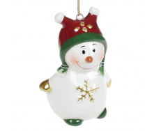 Фигурка-подвеска BonaDi Озорной снеговик 6.5 см Белый + Красный + Зеленый (834-287)
