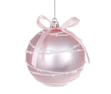 Куля новорічна пластикова Flora D 8 см Світло-рожевий (12366)
