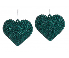 Набор елочных украшений BonaDi Сердце 2 шт 6 см Зеленый (113-545)