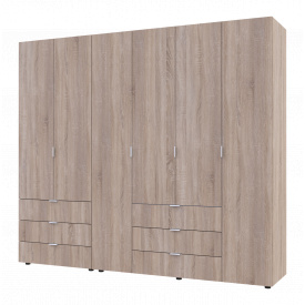 Распашной шкаф для одежды Гелар комплект Doros цвет Сонома 2+4 двери ДСП 232,5х49,5х203,4 (42002118)