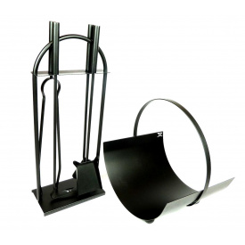 Каминный набор и корзина для дров Ferrum Факел 4 инструмента Черный (895М)
