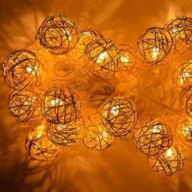 Гирлянда шарик проволока SEZ Золото LED 2 м Теплый белый (MR34989)