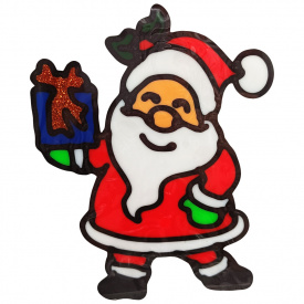 Силиконовая наклейка на стекло "Санта Клаус держит подарок" Bambi 13-63-02 20 х 15 см