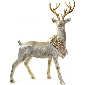 Фігура для новорічного декору Золотий олень із вінком Bona DP42820