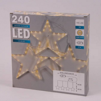 Гірлянда-завіса LED Зірки тепле світло 240 світлодіодів 150 х 80 см. 45061 (FL000051)