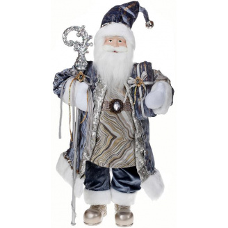 Новорічна фігурка Санта з палицею 60см (м'яка іграшка), сіро-блакитний Bona DP73684