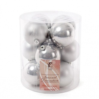 Набір пластикових новорічних кульок Flora 12 шт. D-8 см (12035)