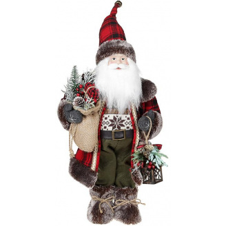 Новогодняя фигурка Санта с фонариком 46см (мягкая игрушка), красный с черным Bona DP73692