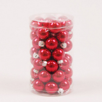 Кульки скляні Flora D 2,5 см 48 шт Червоний (44517)
