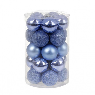 Набор пластиковых новогодних шаров Flora 25 шт D-3 см Синий (11648)