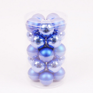 Набор стекляных новогодних шаров Flora 25 шт D-5.7 см Синий (44506)