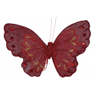 Декоративная бабочка на клипсе BonaDi Красный 21 см Красный (117-912)