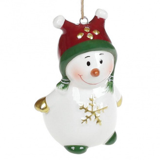 Фигурка-подвеска BonaDi Озорной снеговик 6.5 см Белый + Красный + Зеленый (834-287)