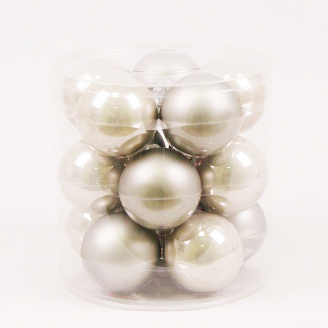 Кульки скляні Flora D 8 см 15 шт Сірий (44355)