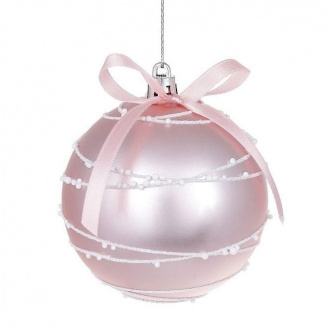 Куля новорічна пластикова Flora D 8 см Світло-рожевий (12366)