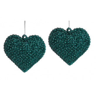 Набор елочных украшений BonaDi Сердце 2 шт 6 см Зеленый (113-545)