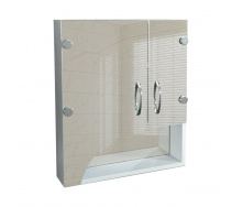 Зеркальный навесной шкафчик с открытой полкой для ванной комнаты Tobi Sho ТB6-60 600х600х125 мм