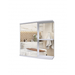 Дзеркальна навісна шафа у ванну кімнату з відкритими полицями TR3-60 600х600х175 мм Херсон