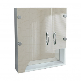 Зеркальный навесной шкафчик с открытой полкой для ванной комнаты Tobi Sho ТB6-60 600х600х125 мм