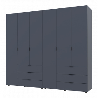 Распашной шкаф для одежды Гелар комплект Doros Графит 3+3 двери ДСП 232,4х49,5х203,4 (42002126)