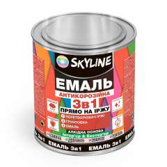 Эмаль алкидная 3 в 1 по ржавчине антикоррозионная Skyline Светло-серый 900 г Николаев