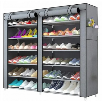 Тканевый шкаф для хранения обуви 116х30х110 см HMD Серый 104-10228526