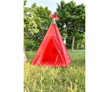 Уличная детская палатка вигвам из водоотталкивающей ткани 110х110х180 см красная