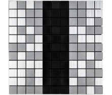 Самоклеющаяся алюминиевая плитка серебряная с чёрным мозаика 300х300х3мм SW-00001825 (D) Sticker Wall