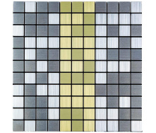Самоклеющаяся алюминиевая плитка серебряная с золотом мозаика 300х300х3мм SW-00001826 (D) Sticker Wall
