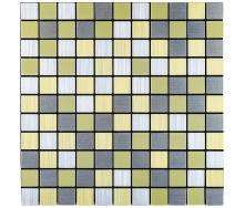 Самоклеющаяся алюминиевая плитка серебряная с золотом шахматы 300х300х3мм SW-00001827 (D) Sticker Wall