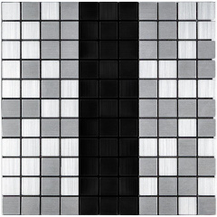 Самоклеющаяся алюминиевая плитка серебряная с чёрным мозаика 300х300х3мм SW-00001825 (D) Sticker Wall Володарськ-Волинський