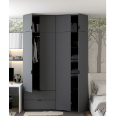 Шкаф для одежды Лукас распашной 180х50х240 см 4-х дверный дсп графит Львов