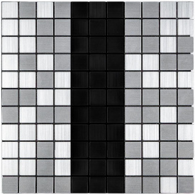 Самоклеющаяся алюминиевая плитка серебряная с чёрным мозаика 300х300х3мм SW-00001825 (D) Sticker Wall