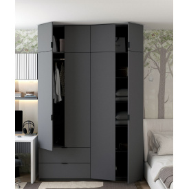 Шкаф для одежды Лукас распашной 180х50х240 см 4-х дверный дсп графит